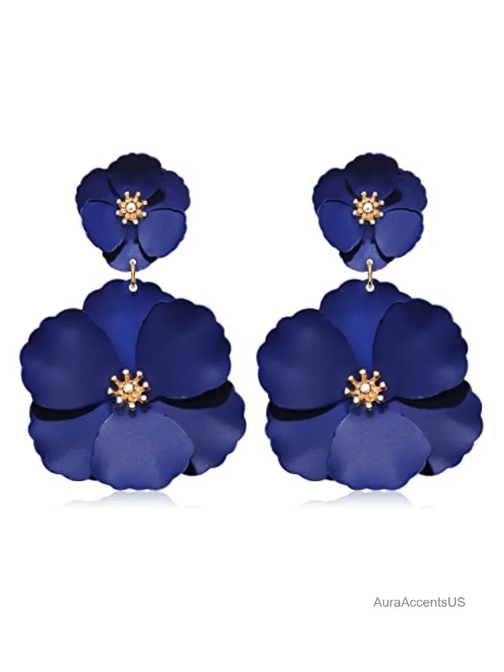 Boho Flower Dangle Earrings Layered Floral Drop Statement Stud Earrings for